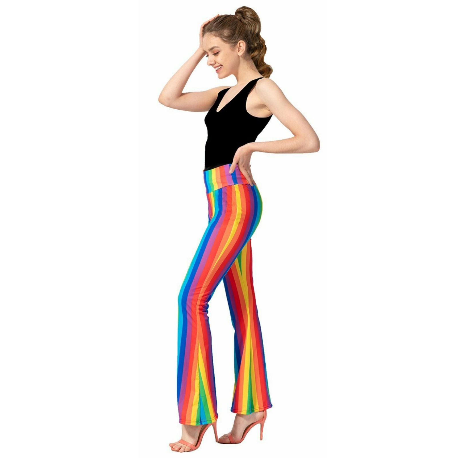 Adult Rainbow Stripe Flare Pants Mardi Gras-Costume Works AU