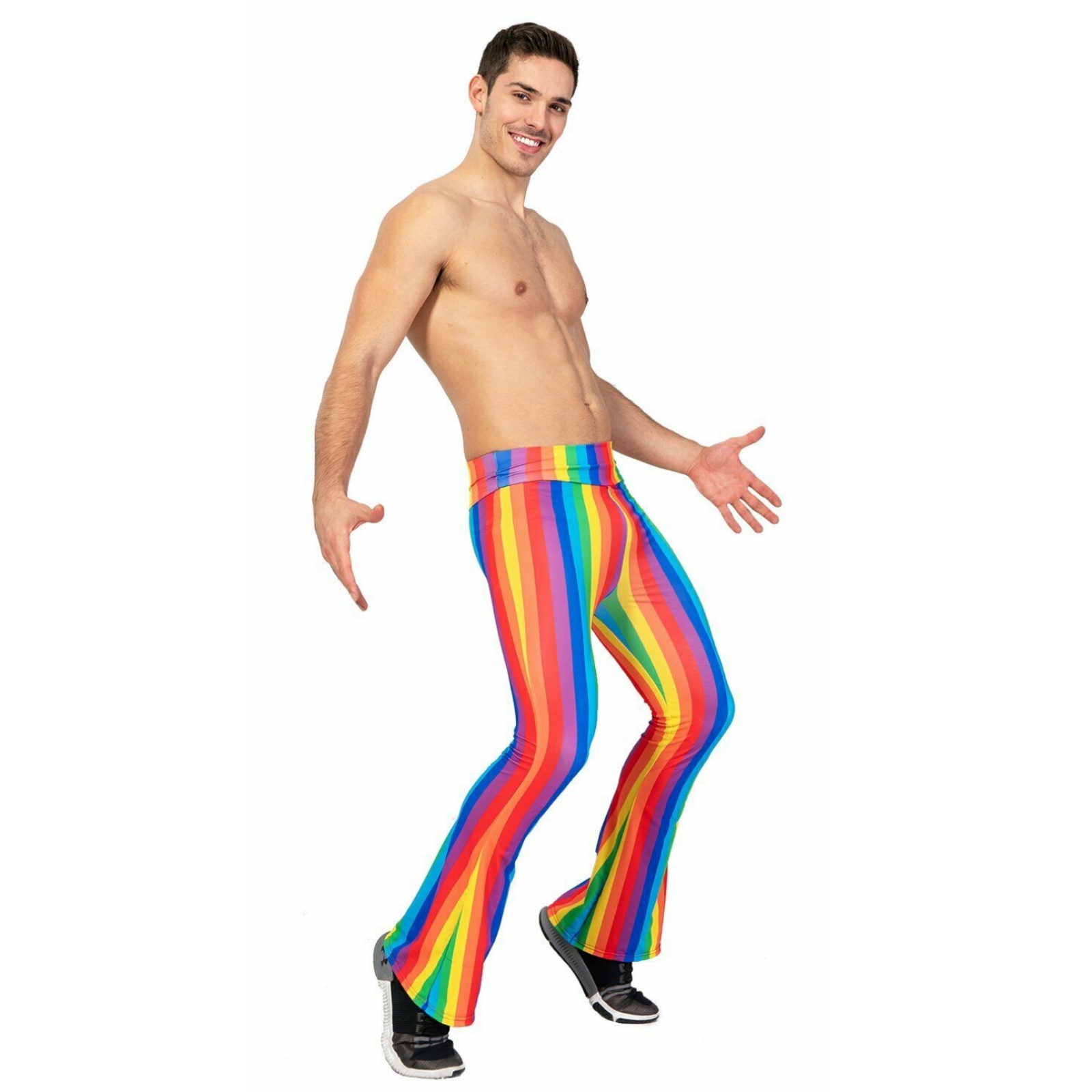 Adult Rainbow Stripe Flare Pants Mardi Gras-Costume Works AU