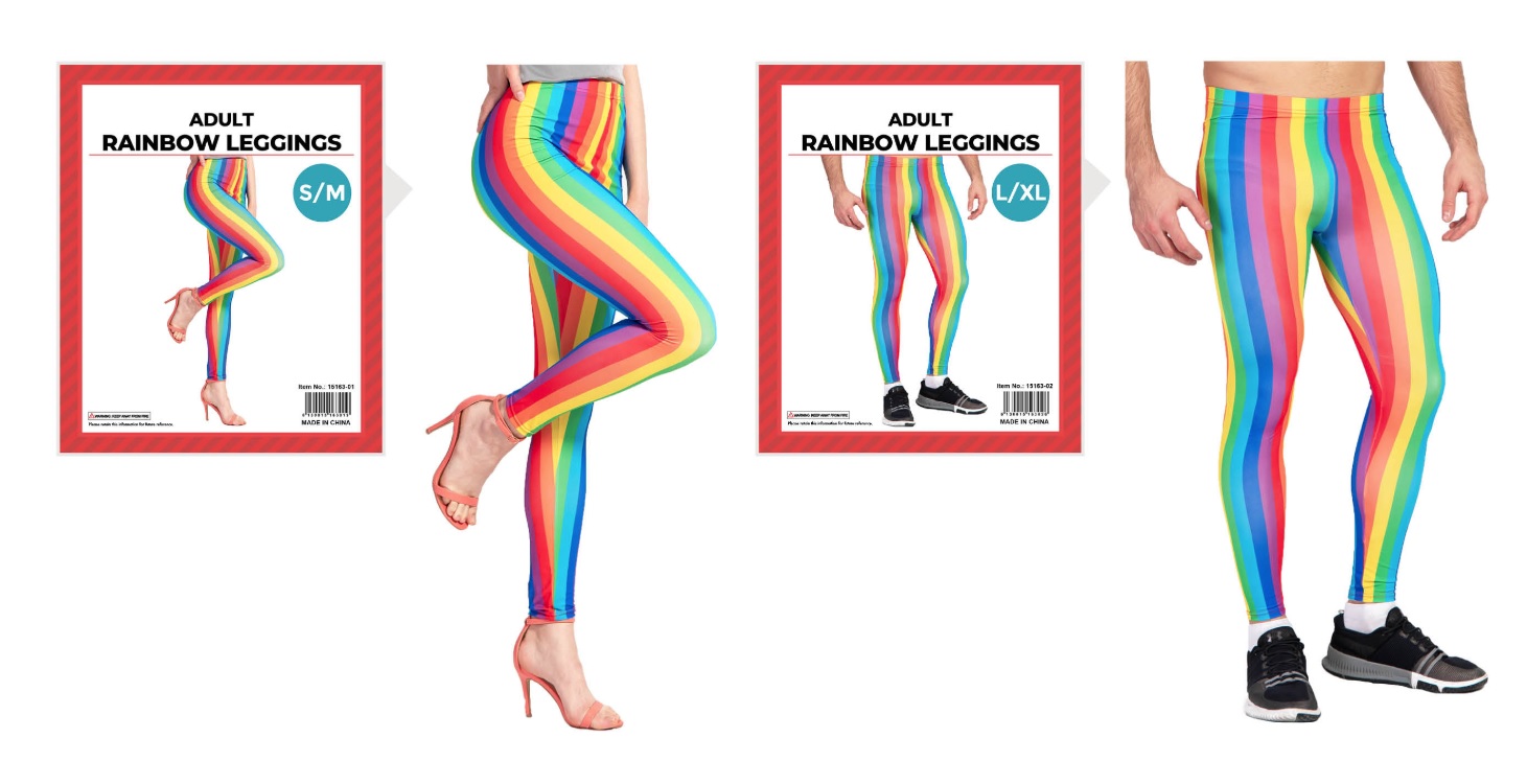 Adult Rainbow Stripe Leggings Mardi Gras-Costume Works AU
