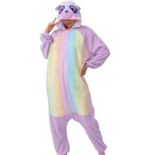 Purple Rainbow Bear Onesie Costume Kigurumi Pajamas