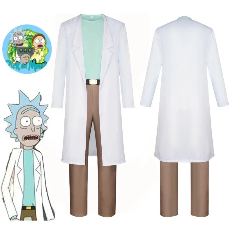Rick and Morty Rick Costume Mad Scientist Lab Coat Halloween Costume