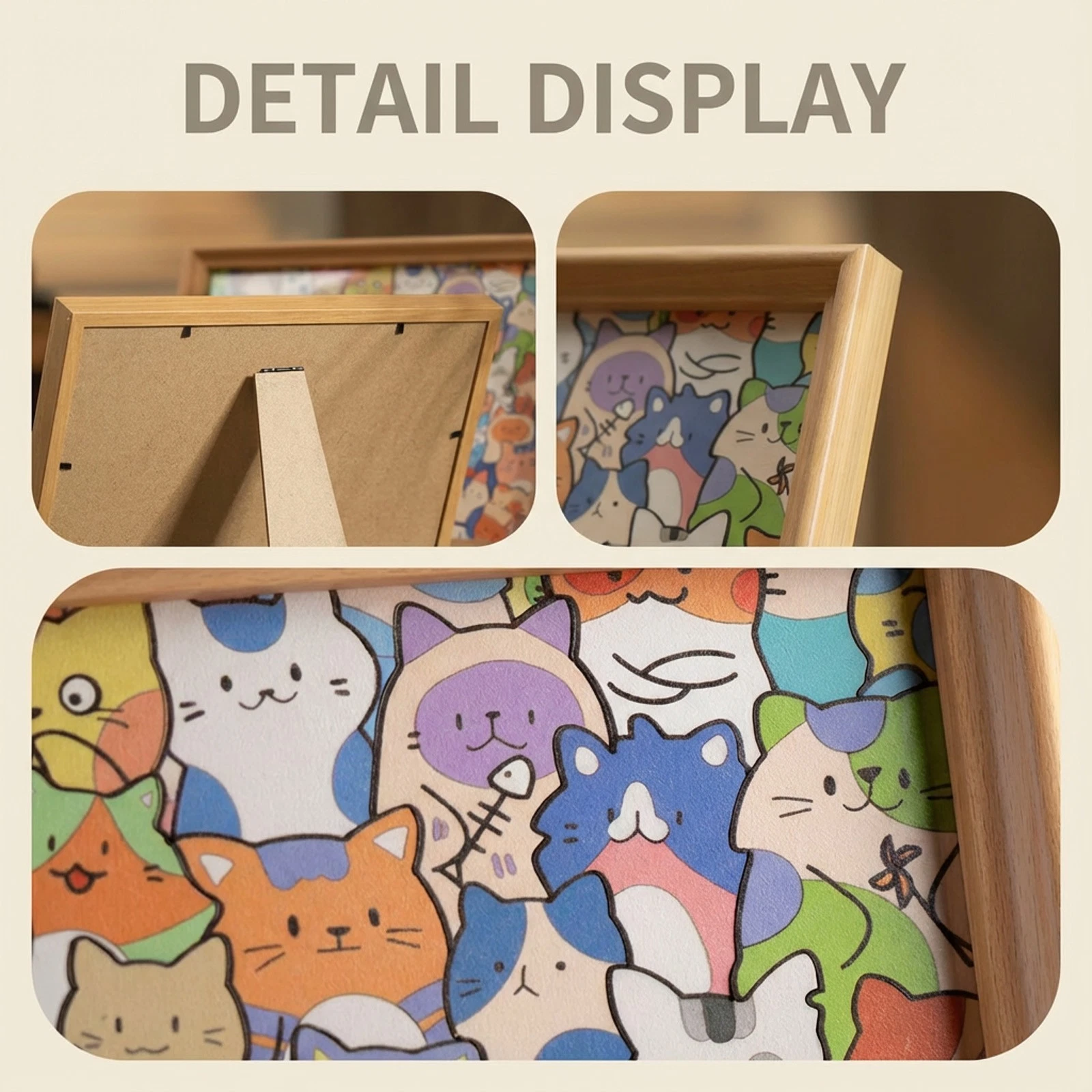 DIY Wooden Coloring Cat Puzzle with Frame & Markers Xmas Gift
