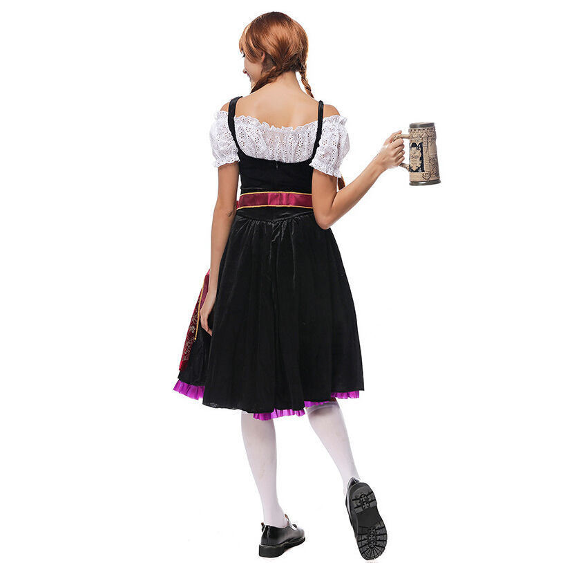 Womens Oktoberfest Beer Maid Dirndl Velvet Dress Costume - Costume Works AU