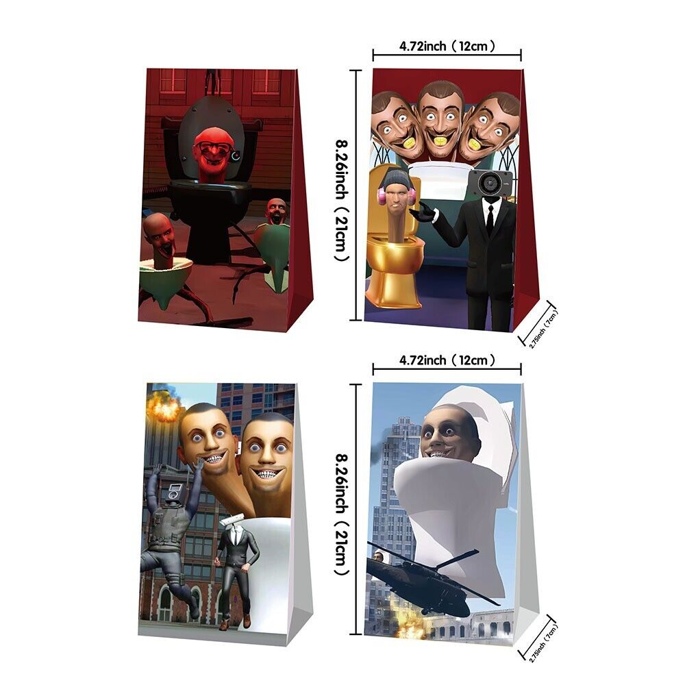 Skibidi Toilet Loot Bags 12 Pack and Stickers