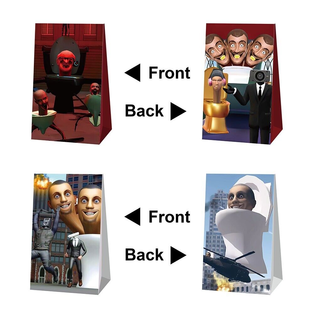 Skibidi Toilet Loot Bags 12 Pack and Stickers