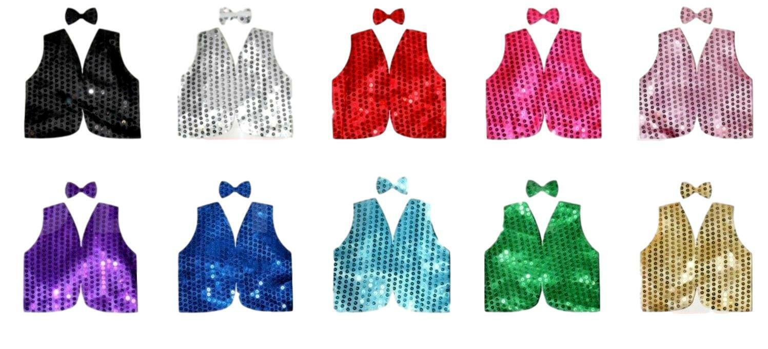 Adult Sequin Bow Tie & Vest Set-Costume Works AU
