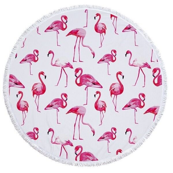 Round Flamingo Mandala Throw Blanket Beach Towel