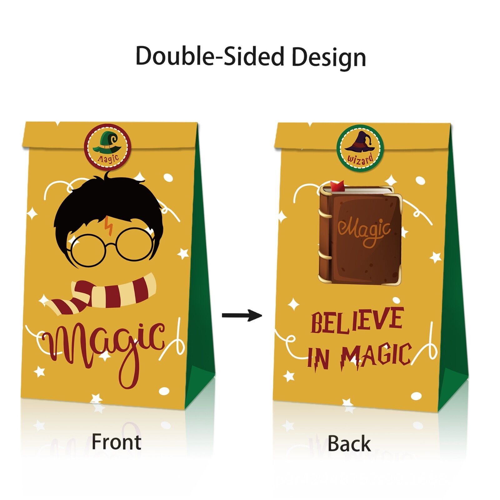 Wizard Paper Loot Bags 12 Pack and Stickers - Costume Works AU