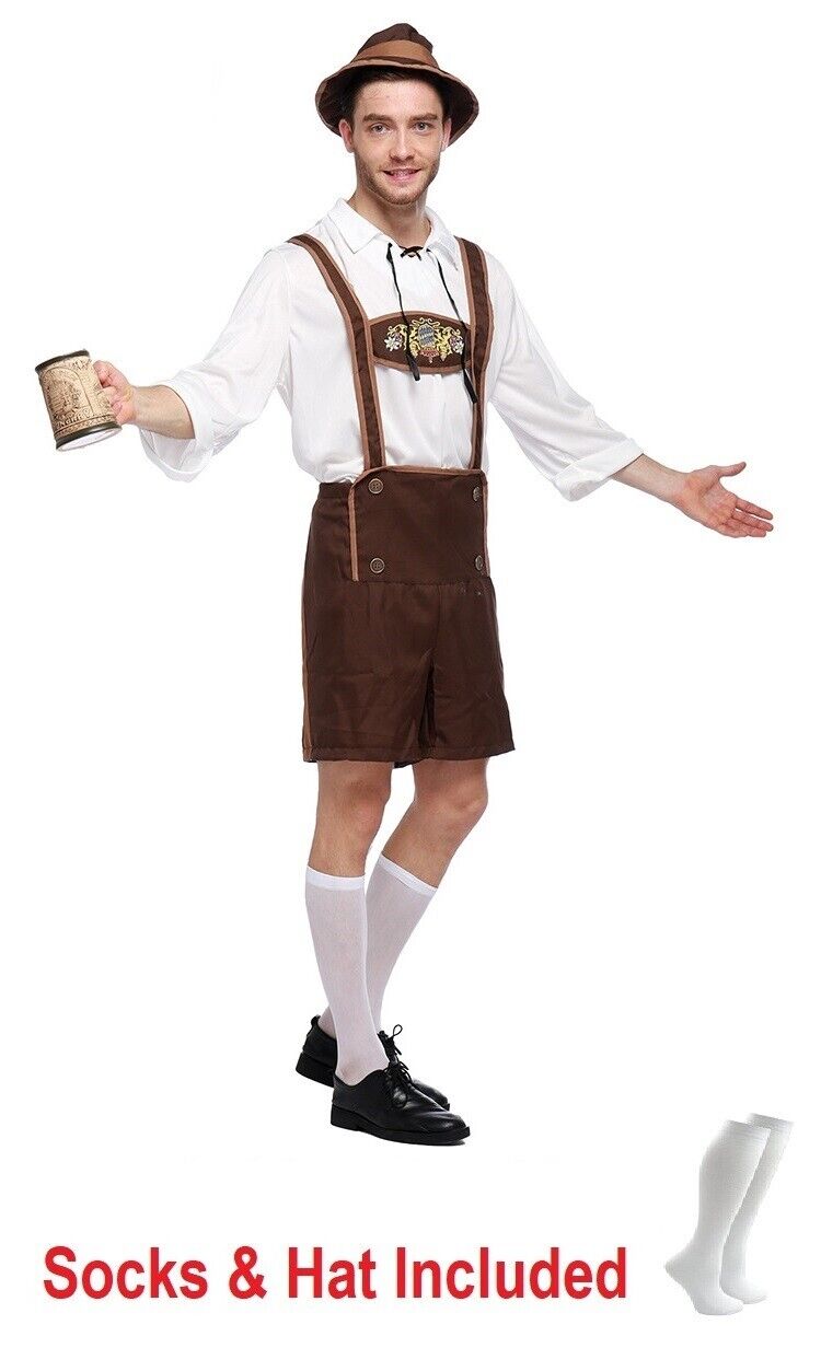 Mens Oktoberfest Lederhosen Beer Man Costume - Costume Works AU