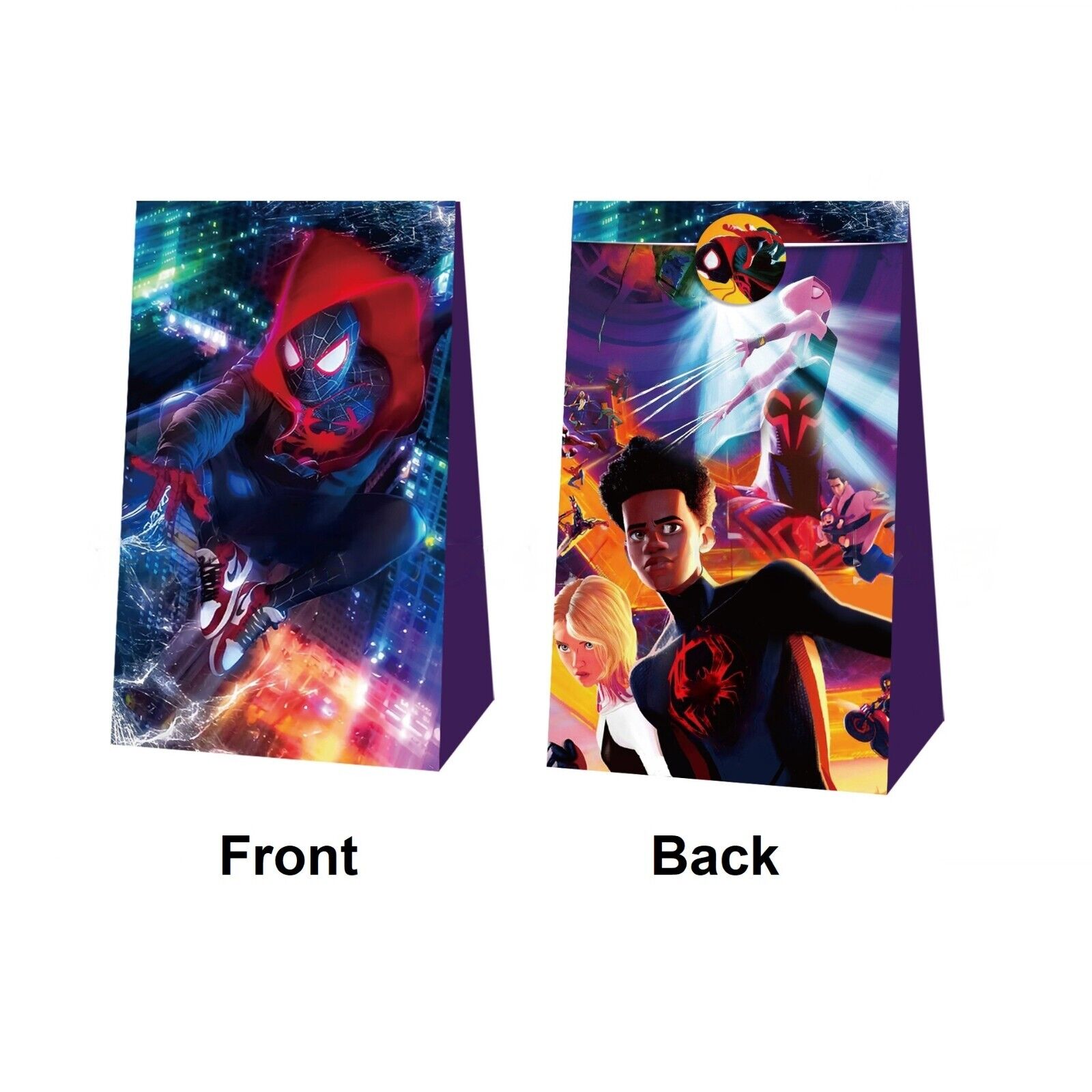 Spiderman Across the Spider-Verse Paper Loot Bags 12 Pack and Stickers - Costume Works AU