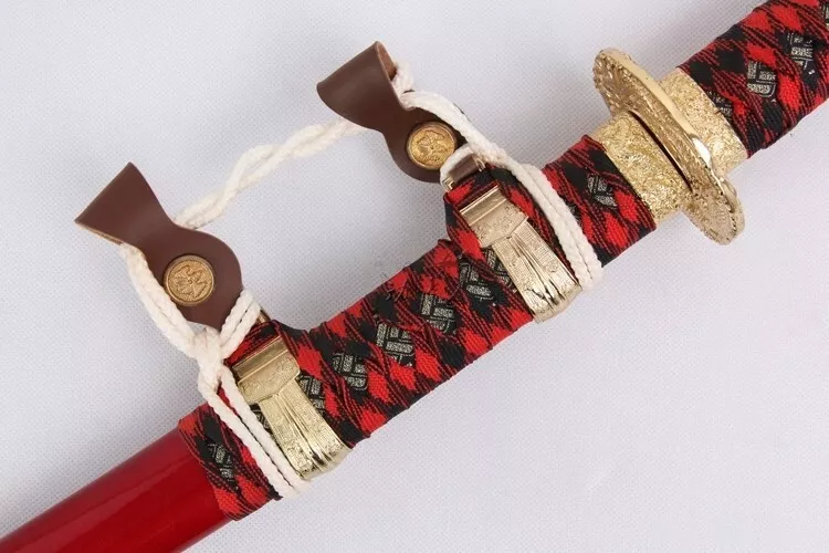 3PC Japanese  Imperial Emperor Red Samurai Katana Sword Set with Stand