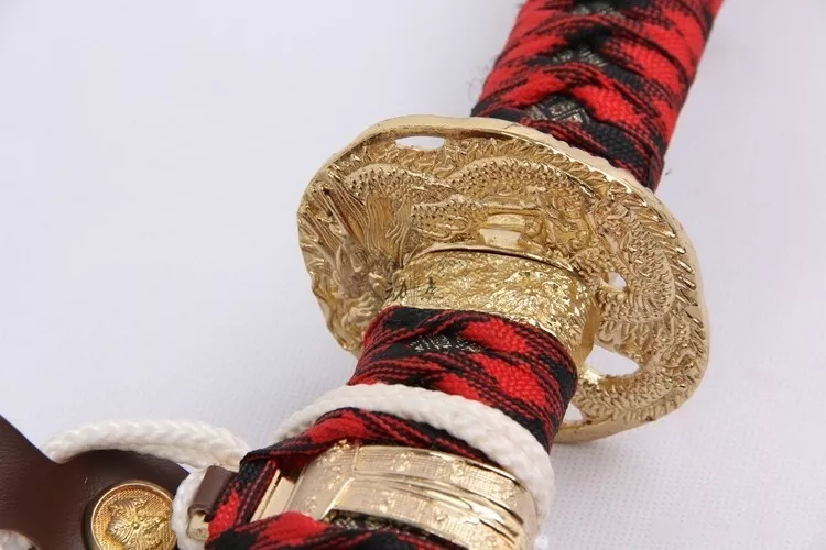 3PC Japanese  Imperial Emperor Red Samurai Katana Sword Set with Stand