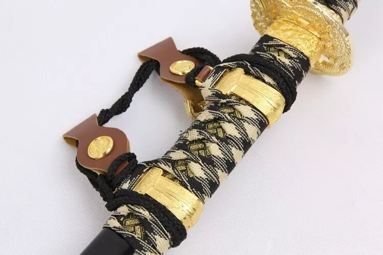 3PC Japanese Imperial Guard Black Samurai Katana Sword Set with Stand