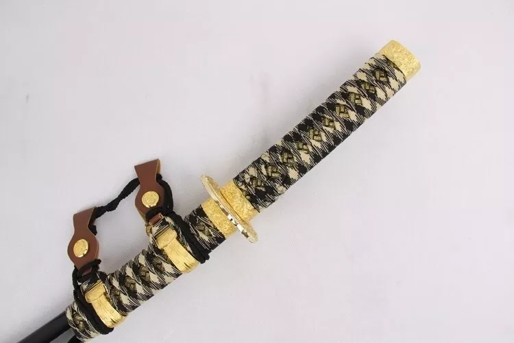 3PC Japanese Imperial Guard Black Samurai Katana Sword Set with Stand