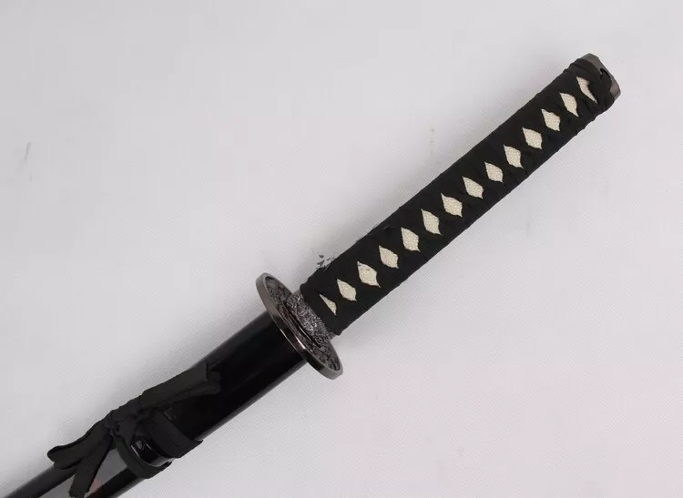 2PC Black Holographic Japanese Samurai Katana Sword Set with Stand