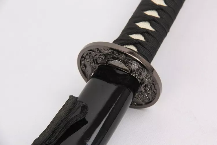 2PC Black Holographic Japanese Samurai Katana Sword Set with Stand