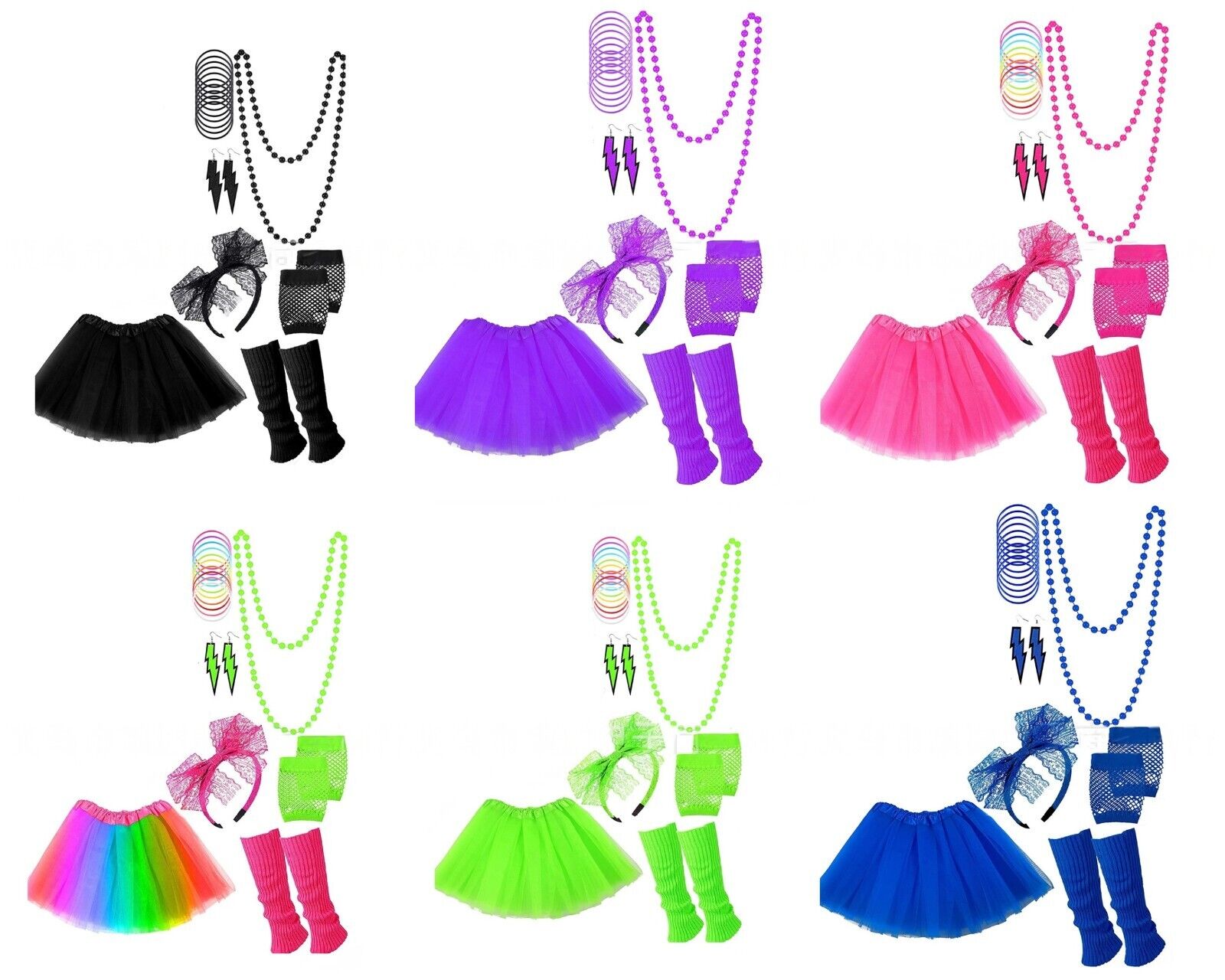 80s Party Tutu Leg Warmers Skirt Accessories Set