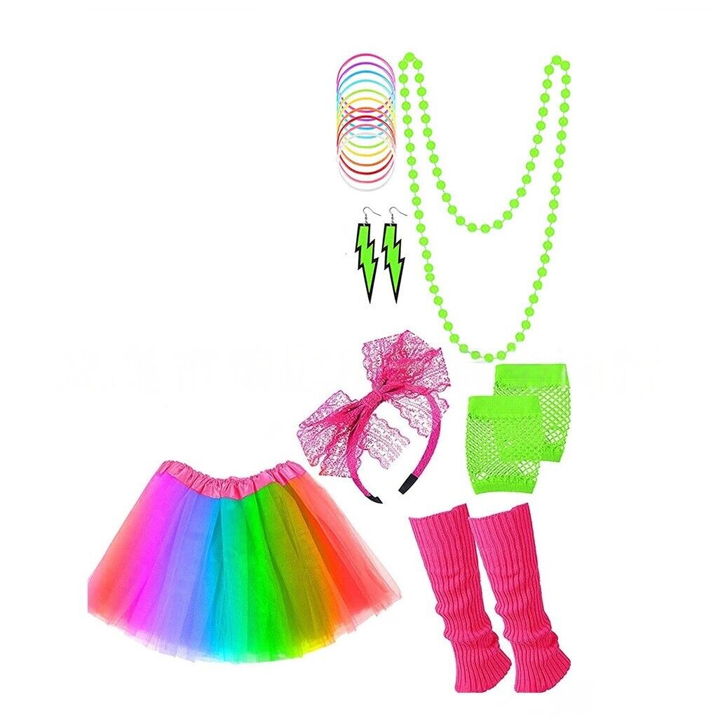 80s Party Tutu Leg Warmers Skirt Accessories Set