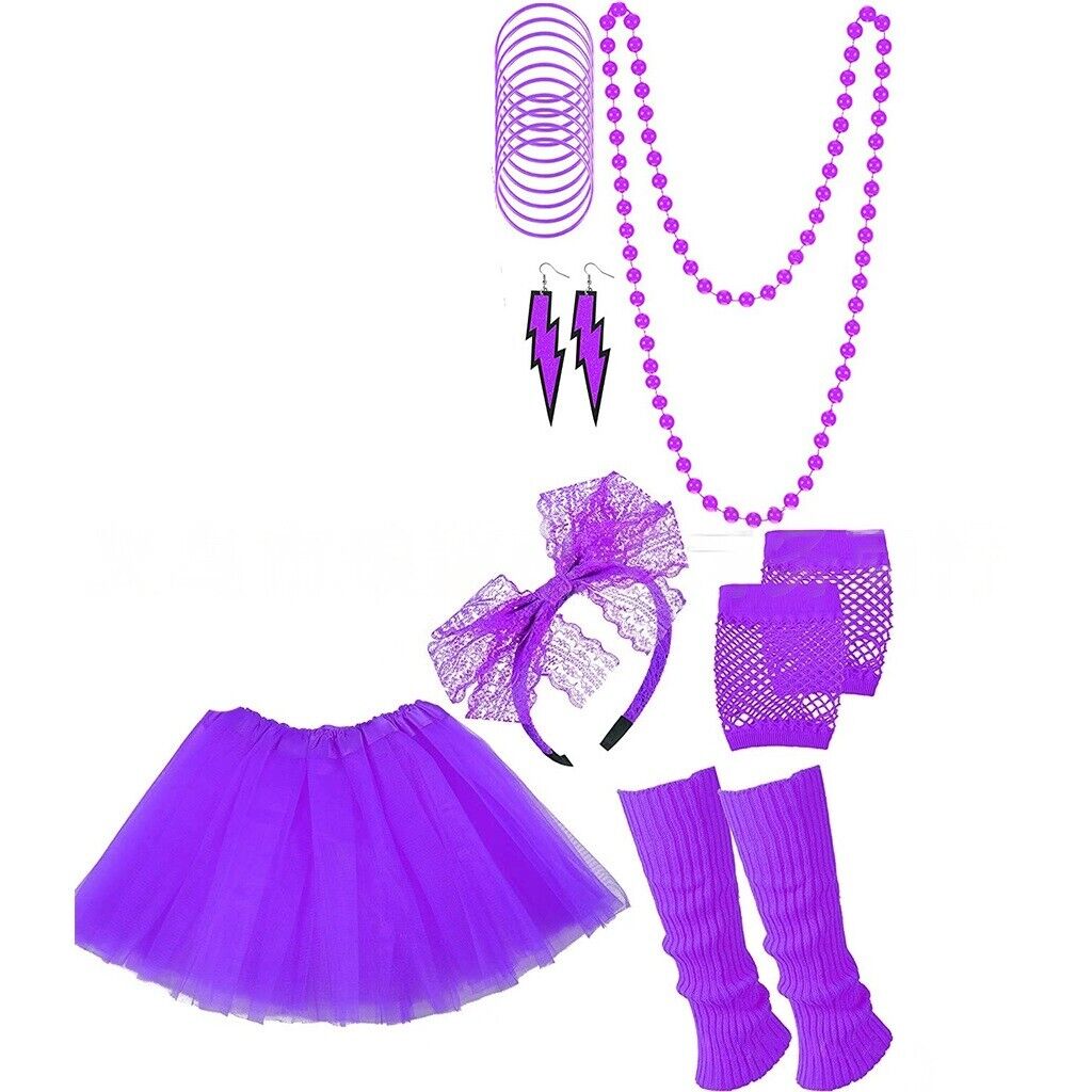 80s Party Tutu Leg Warmers Skirt Accessories Set