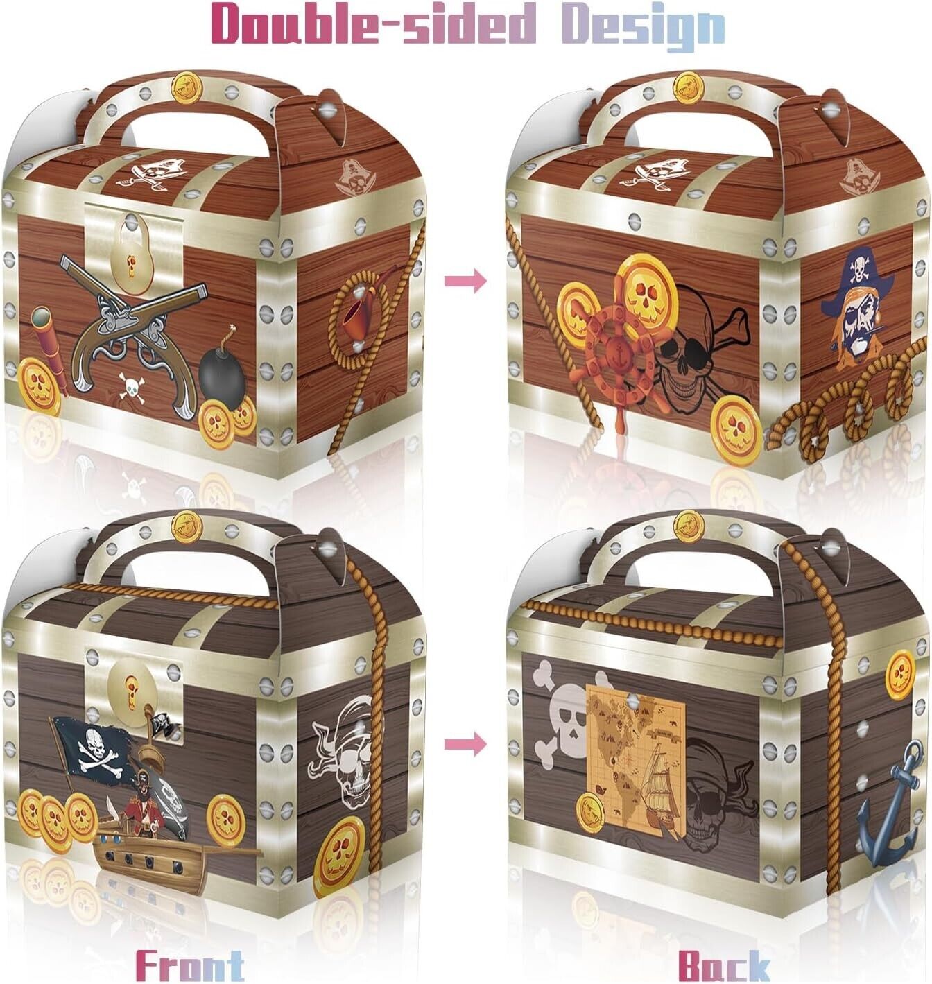 Pirate Treasure Chest Party Favour Loot Boxes 12 Pack - Costume Works AU