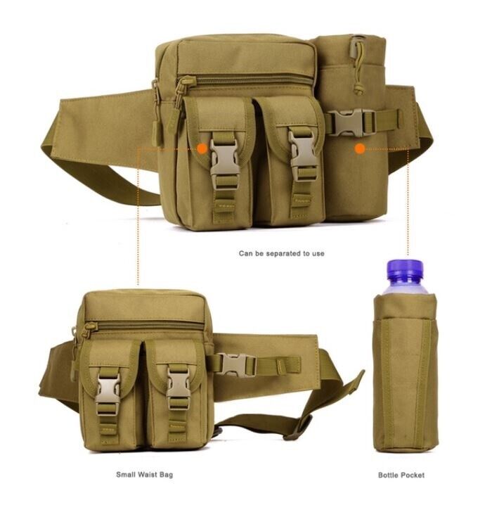Tactical MOLLE Waist Bag Utility Waist Belt Bag Military Fanny Pack Bum Bag - Costume Works AU
