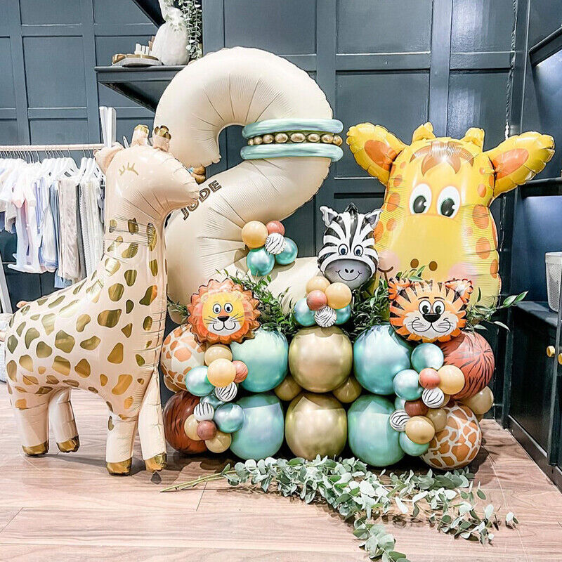 70PC Safari Animal Theme Foil Balloon Set Birthday Decoration Ages 1-3