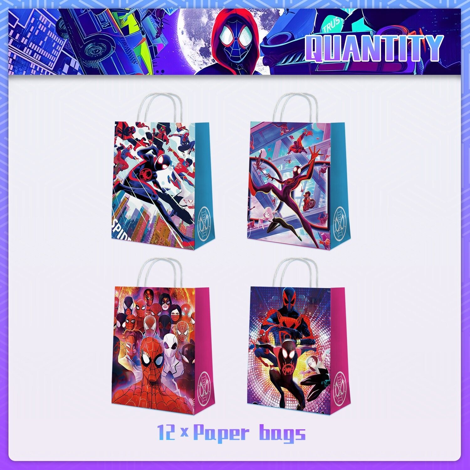 Spiderman Across the Spider-Verse Paper Loot Bags 12 Pack - Costume Works AU