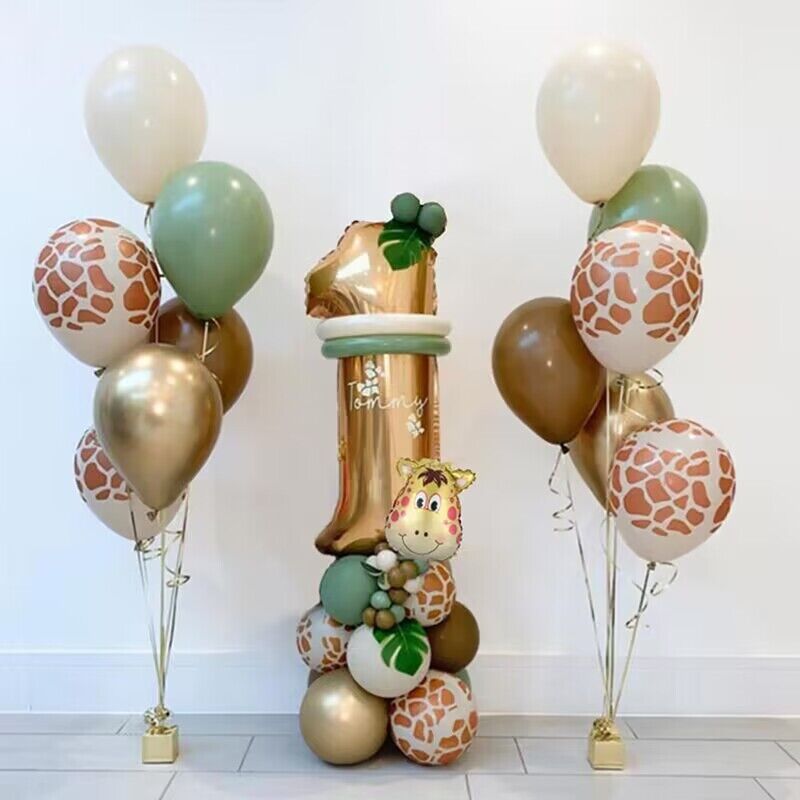32PC Giraffe Jungle Safari Foil Balloon Set Birthday Decoration Ages 1-3