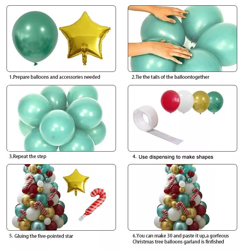 Novelty Christmas Tree Candy Cane Balloon Kit Xmas Themed Party Decor