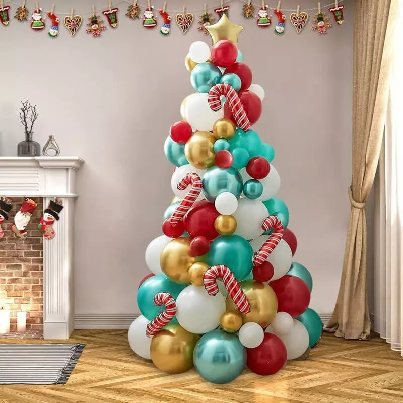 Novelty Christmas Tree Candy Cane Balloon Kit Xmas Themed Party Decor