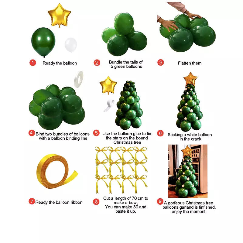 96PC Christmas Tree Balloon Kit Xmas Themed Party Decor