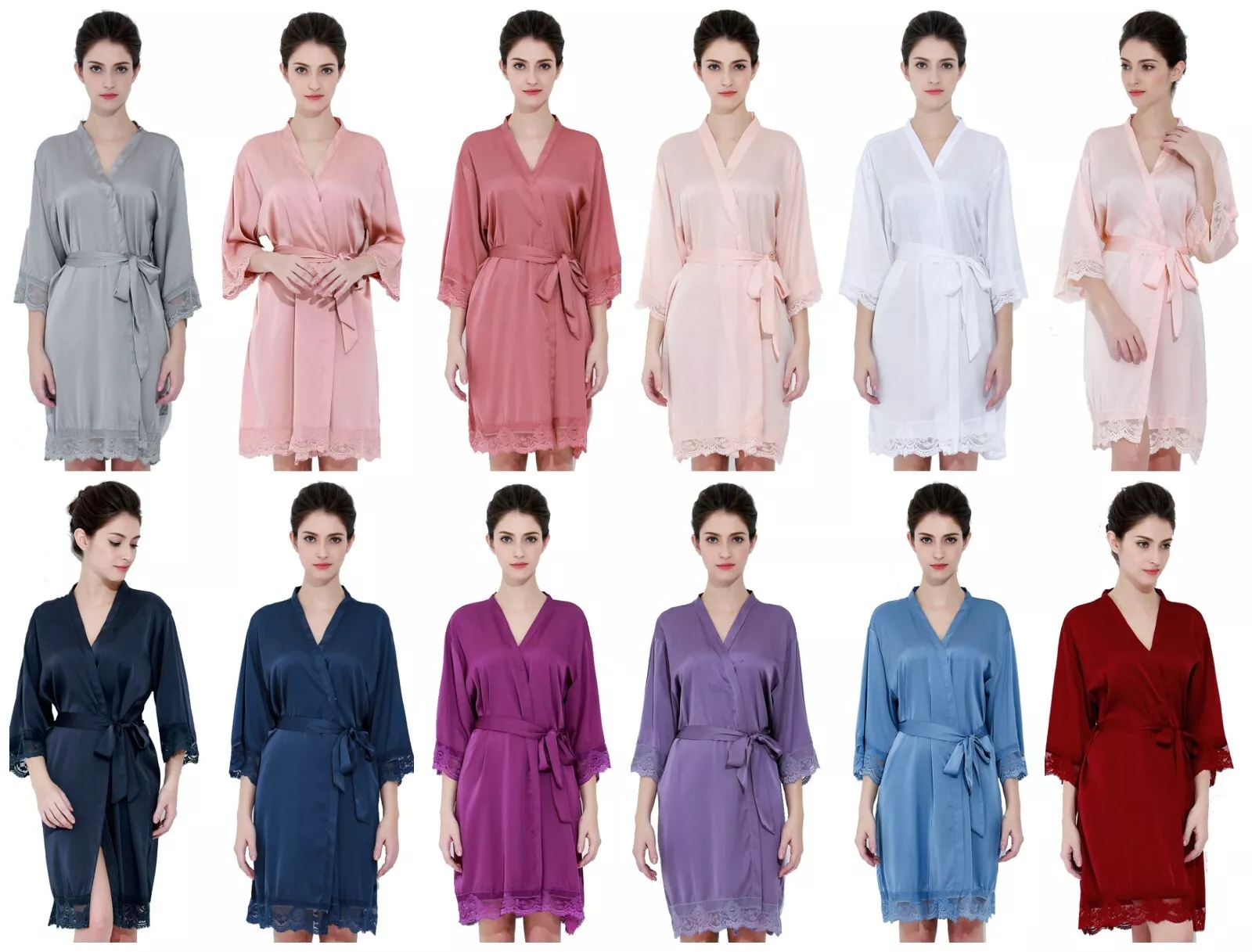 Lace Satin Wedding Bridal Robe Bride Bridesmaid Sleepwear Dressing Gown