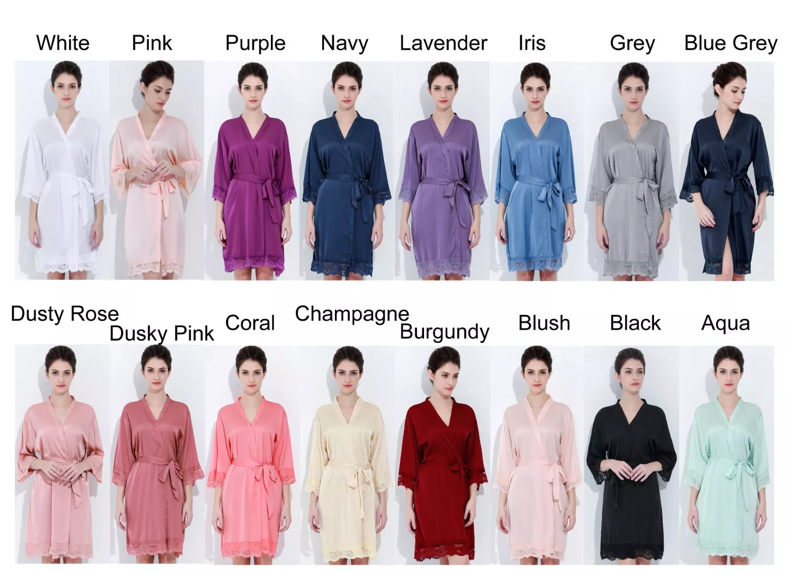 Lace Satin Wedding Bridal Robe Bride Bridesmaid Sleepwear Dressing Gown