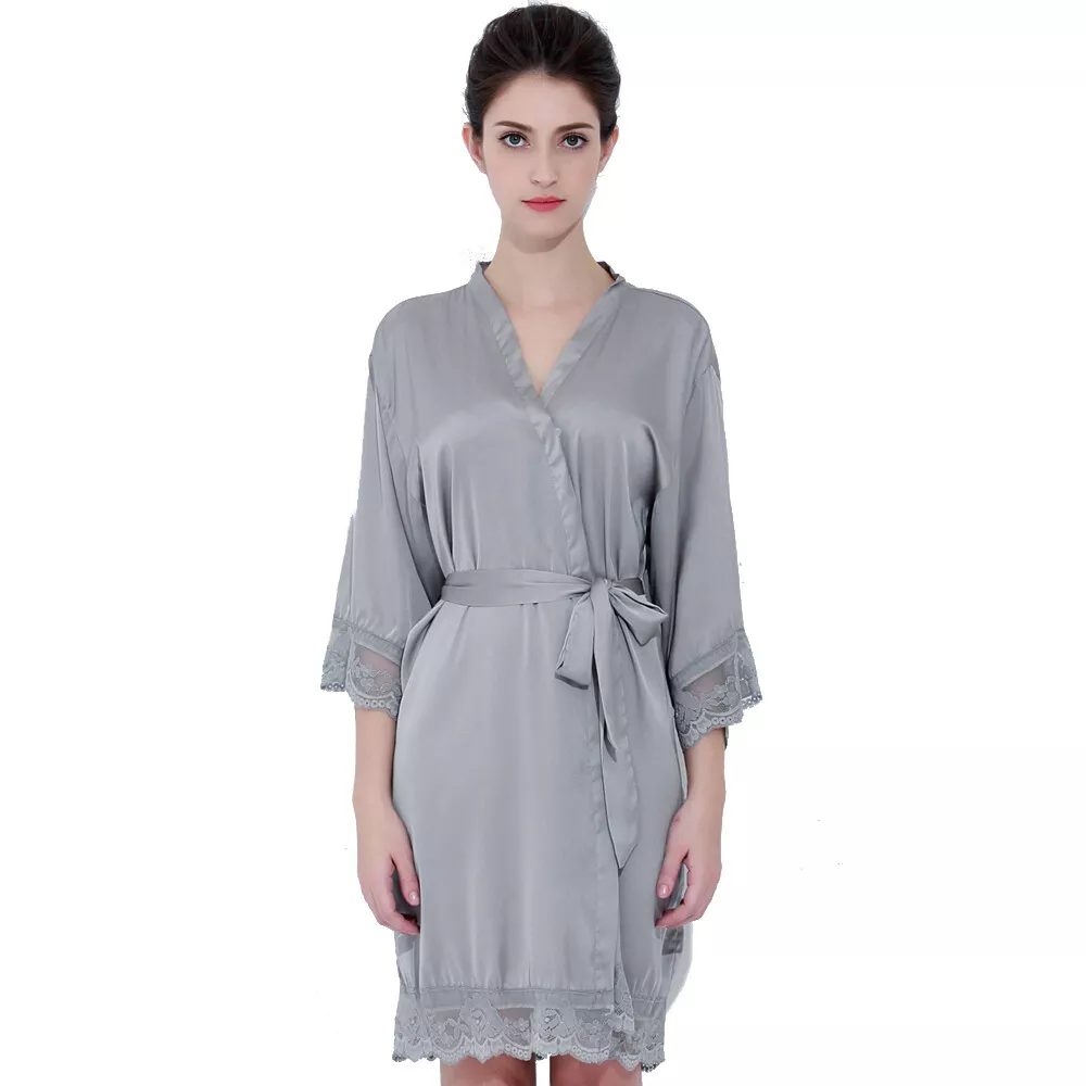 Lace Satin Wedding Bridal Robe Bride Bridesmaid Sleepwear Dressing Gown