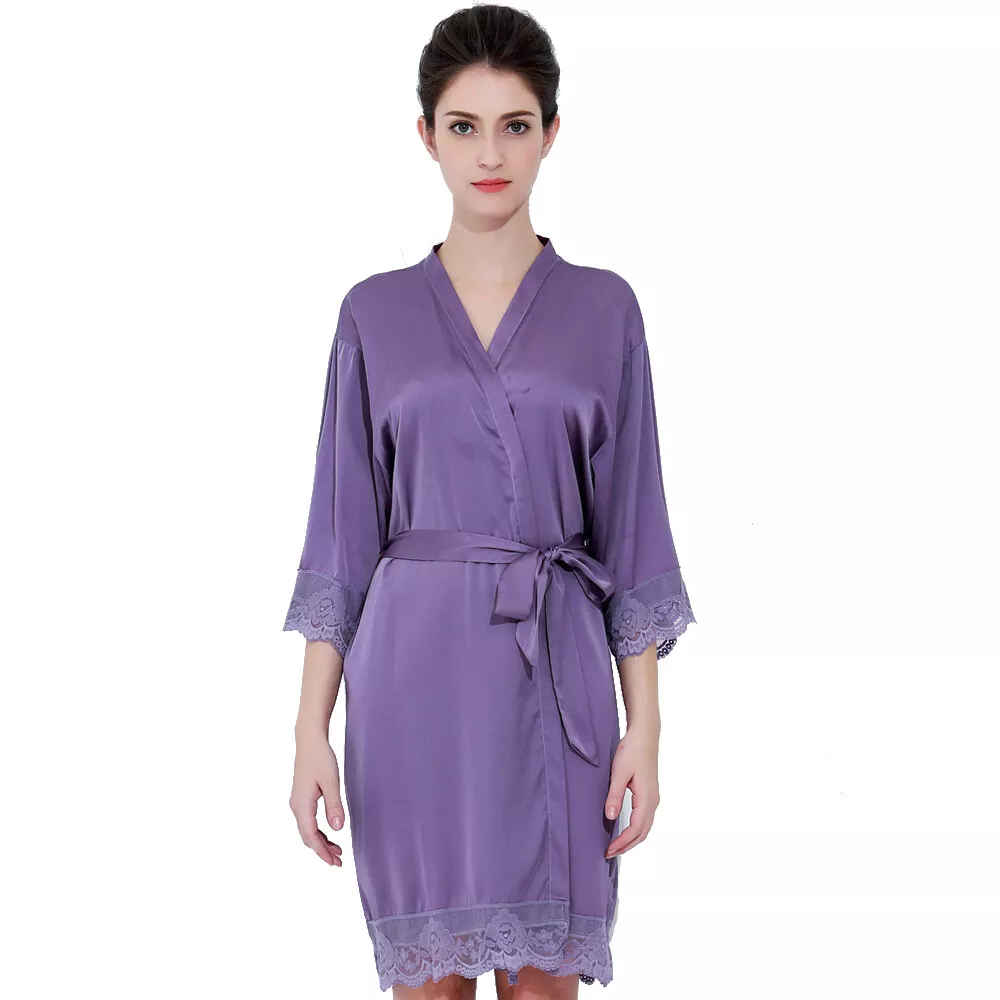 Lace Satin Wedding Bridal Robe Bride Bridesmaid Sleepwear Dressing Gown