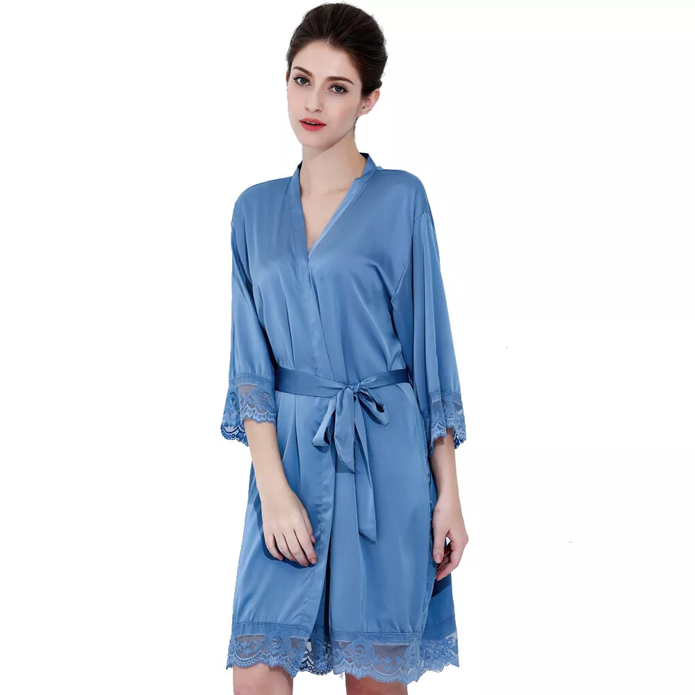 Lace Satin Wedding Bridal Robe Bride Bridesmaid Sleepwear Dressing Gown