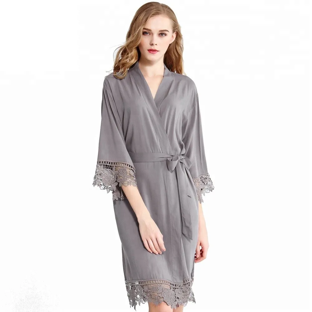 Lace Satin Wedding Bridal Robe Sleepwear Dressing Gown