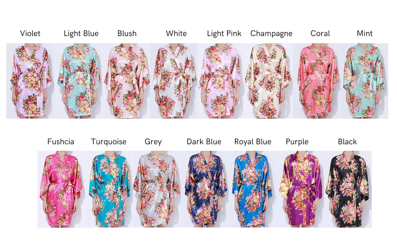 Floral Satin Wedding Bridal Robe Sleepwear Dressing Gown
