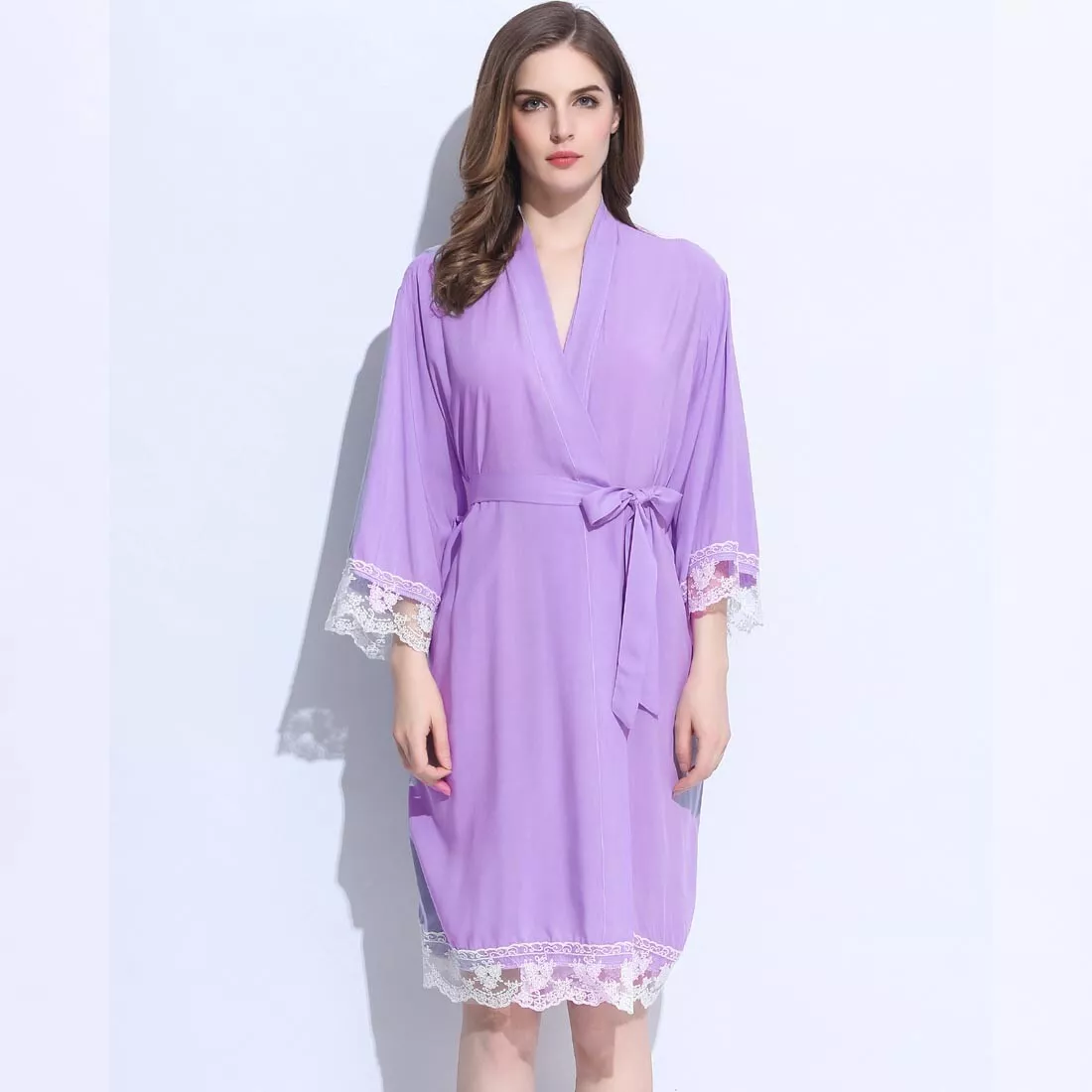 Lace Wedding Bridal Party Robe Kimono Dressing Gown