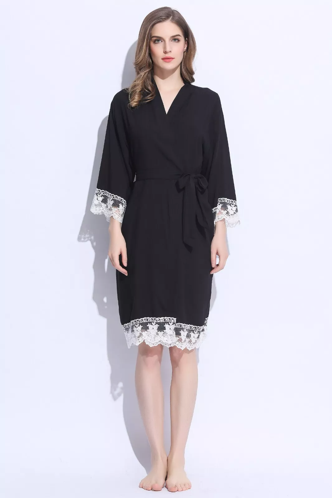 Lace Wedding Bridal Party Robe Kimono Dressing Gown