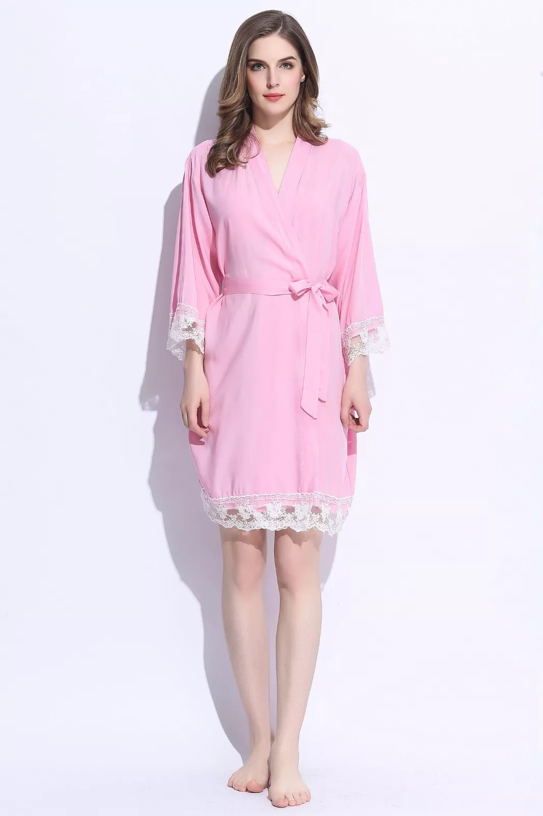 Lace Wedding Bridal Party Robe Kimono Dressing Gown