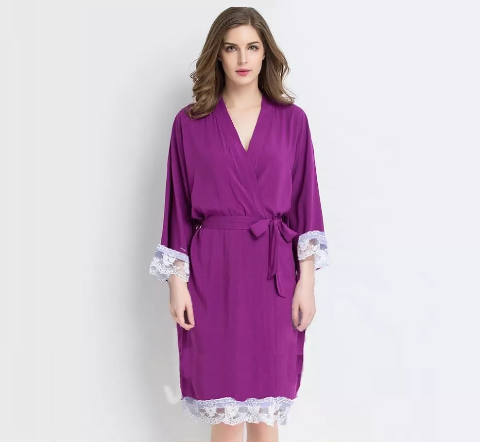 Lace Wedding Bridal Party Robe Kimono Dressing Gown