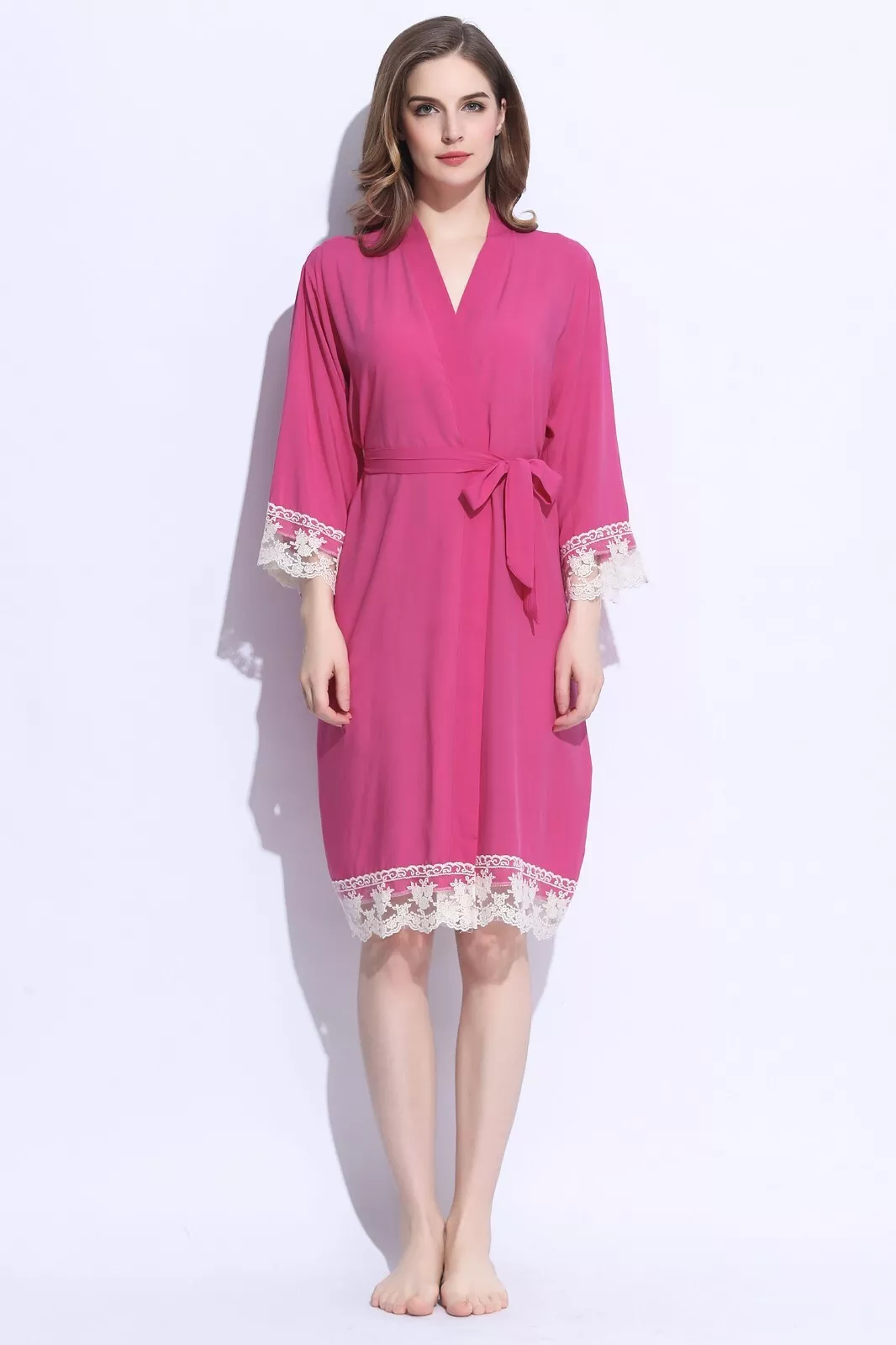 Lace Wedding Bridal Party Robe Kimono Dressing Gown