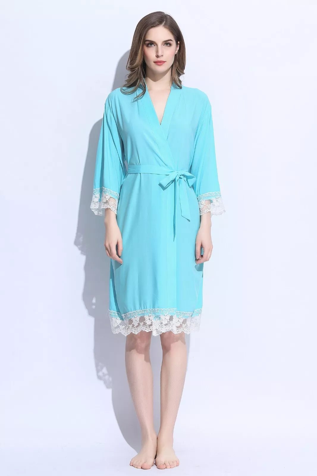 Lace Wedding Bridal Party Robe Kimono Dressing Gown