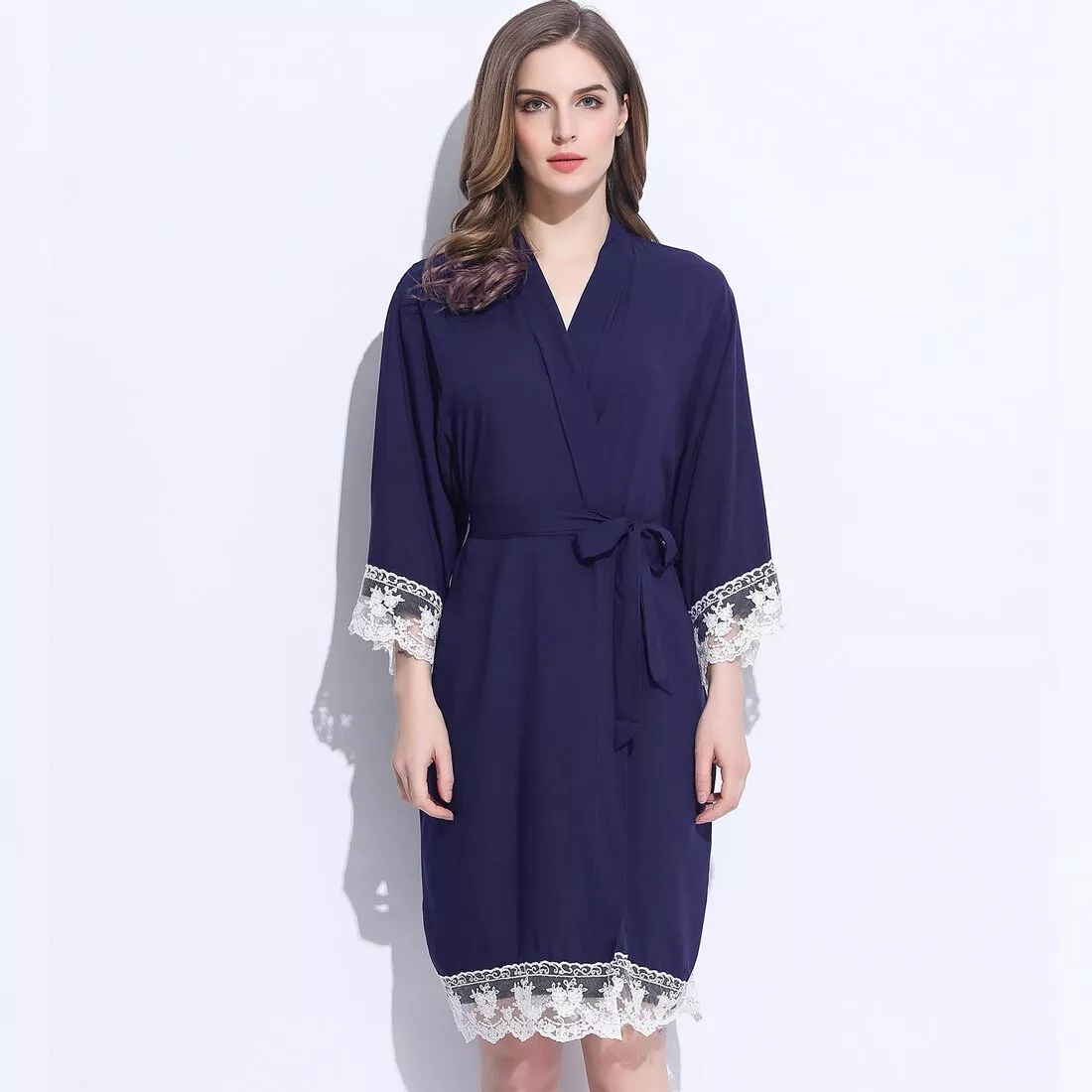 Lace Wedding Bridal Party Robe Kimono Dressing Gown