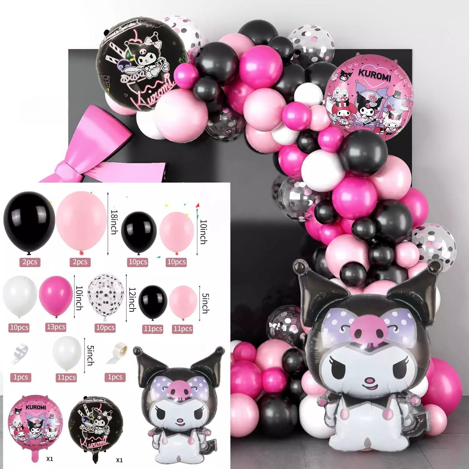 Kuromi Balloon Arch Garland Kit Black