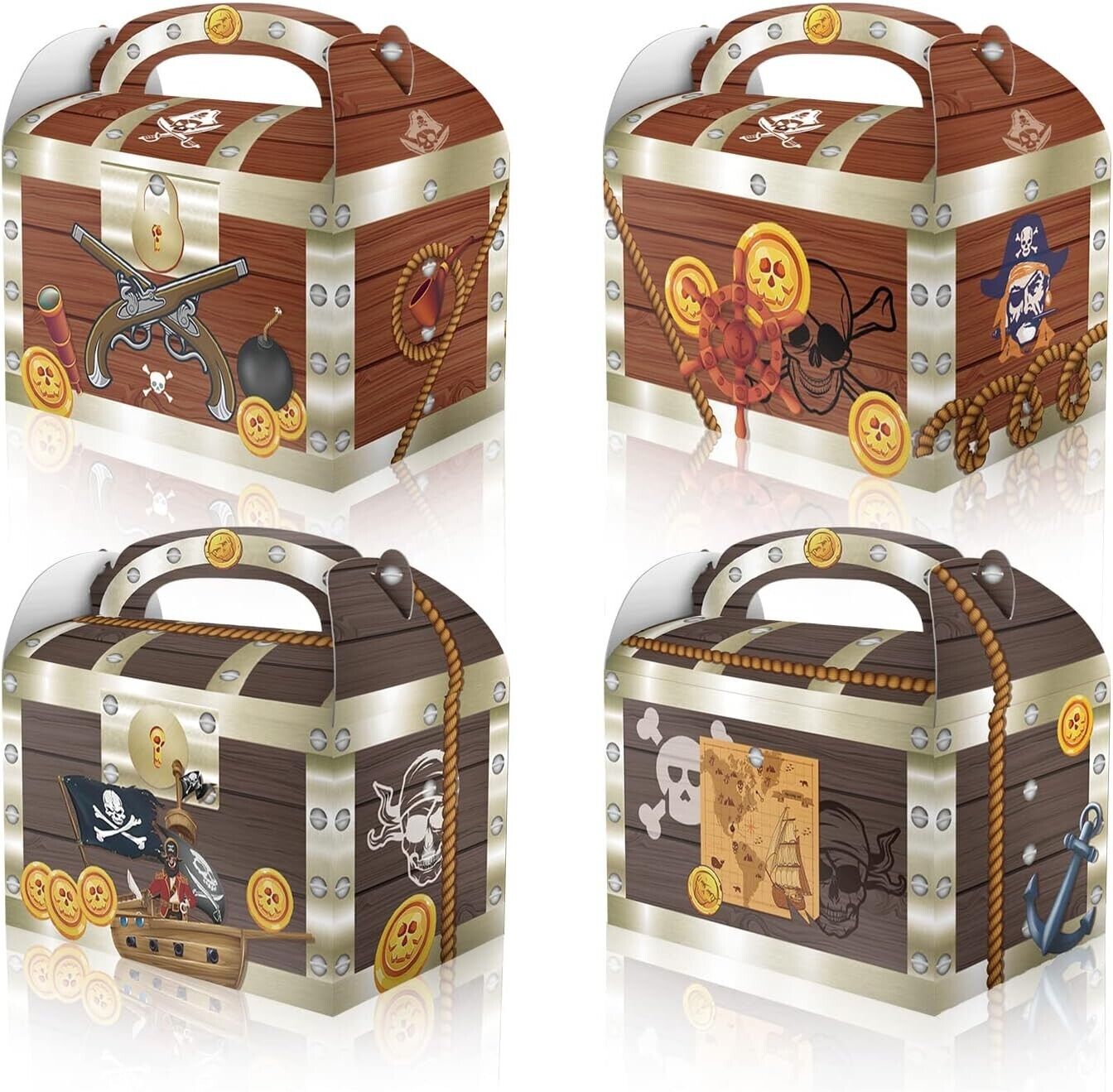 Pirate Treasure Chest Party Favour Loot Boxes 12 Pack - Costume Works AU