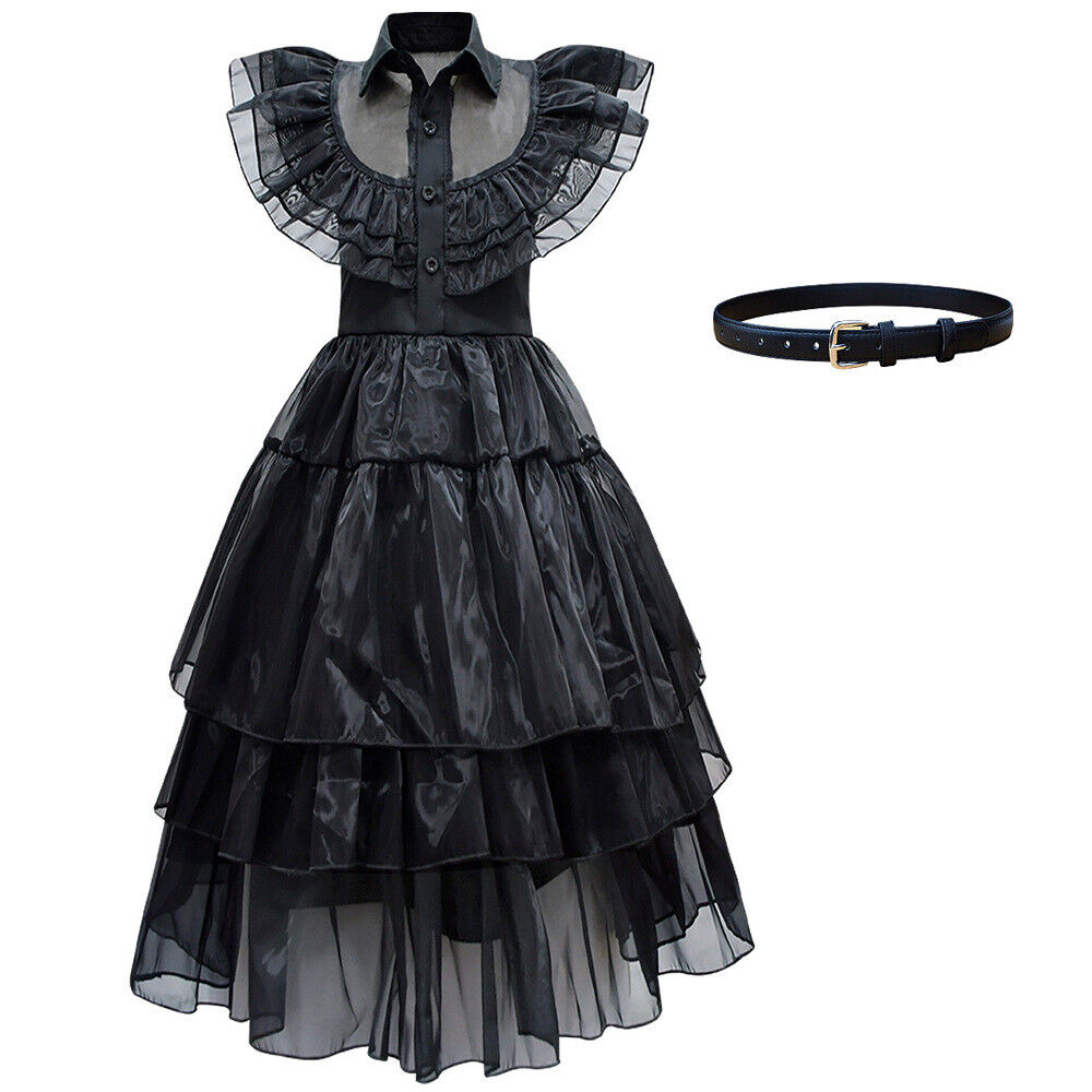 Black Prom Tulle Costume Dress Wig Cosplay-Costume Works AU