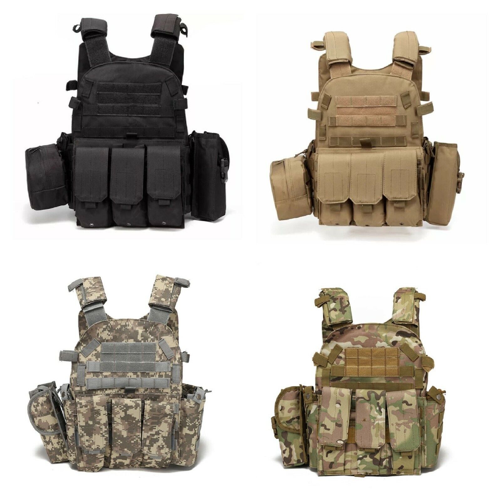 Premium MOLLE Tactical Vest Army Combat Plate Carrier Paintball Fishing Hunting - Costume Works AU