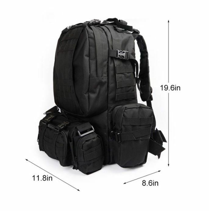 55L Tactical MOLLE Backpack Outdoor Hiking Camping Rucksack Military Bag - Costume Works AU